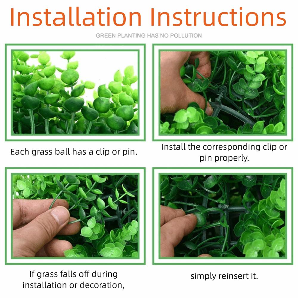 Multi-Size Artificial Green Grass Ball Green Purple Greenery Plants Ball Indoor Outdoor