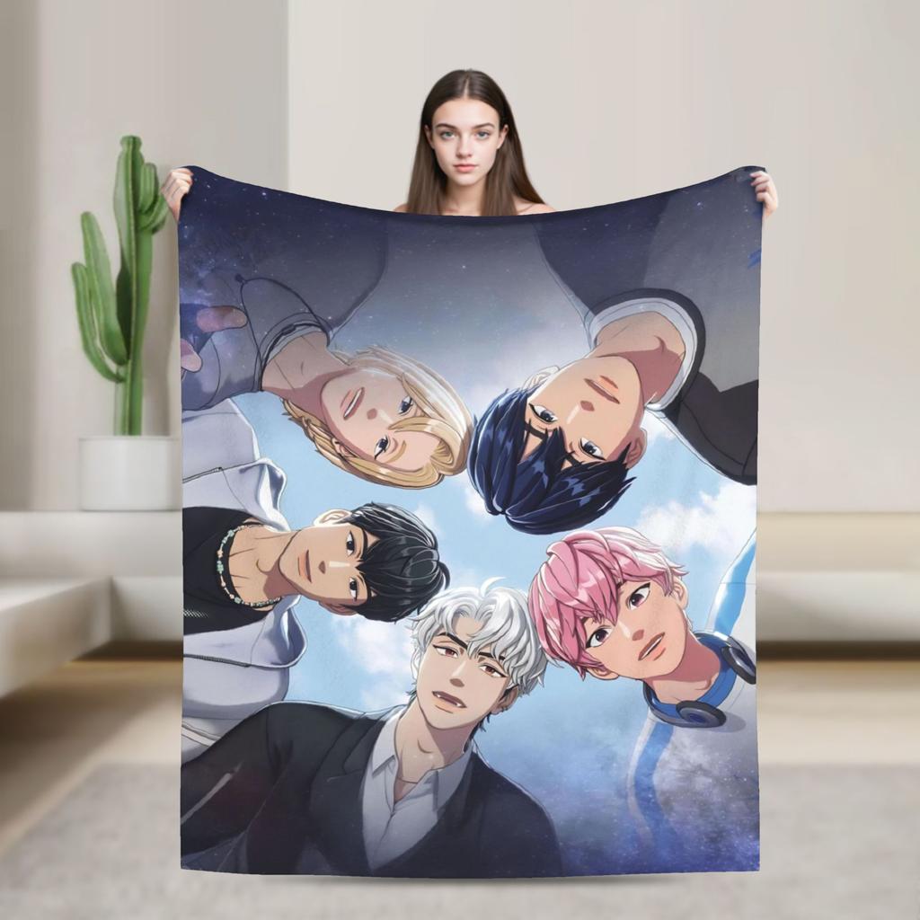 Blankets Travel Kpop PLAVE Caligo pt Throw Blanket Flannel Bedspread For Couch Chair Sofa Bed Graphic Sofa Bed Cover