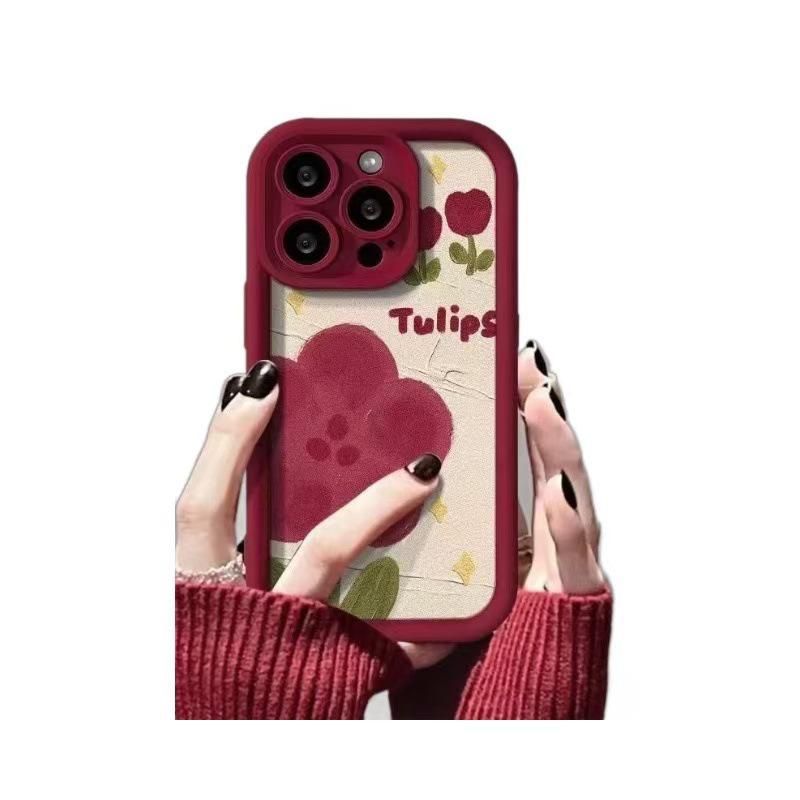 Чехол для iPhone с рисунком Тюльпан Кролик Яблоко для 12/13/14/15Pro/16ProMax/17