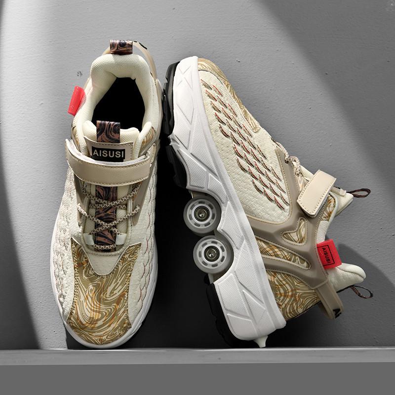 Трансформируемые роликовые коньки двойного назначения: Обувь с 4 колесами, для роликов, льда и ходьбы