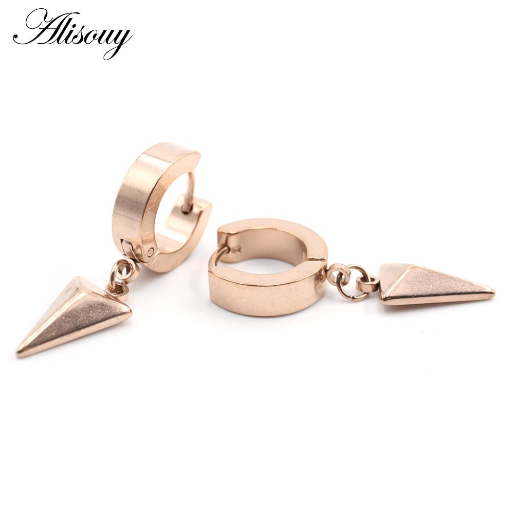 Alisouy 2 шт. серьги-гвоздики Huggie Hoop из нержавеющей стали для женщин и мужчин, треугольные серьги-подвески в стиле панк-хип-хоп, готические серьги