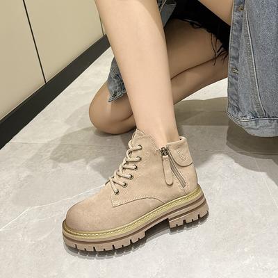 Женские ботинки, Женская обувь, Ботинки на толстой подошве с двойной молнией и увеличивающей высоту подошвой, Ретро ботильоны