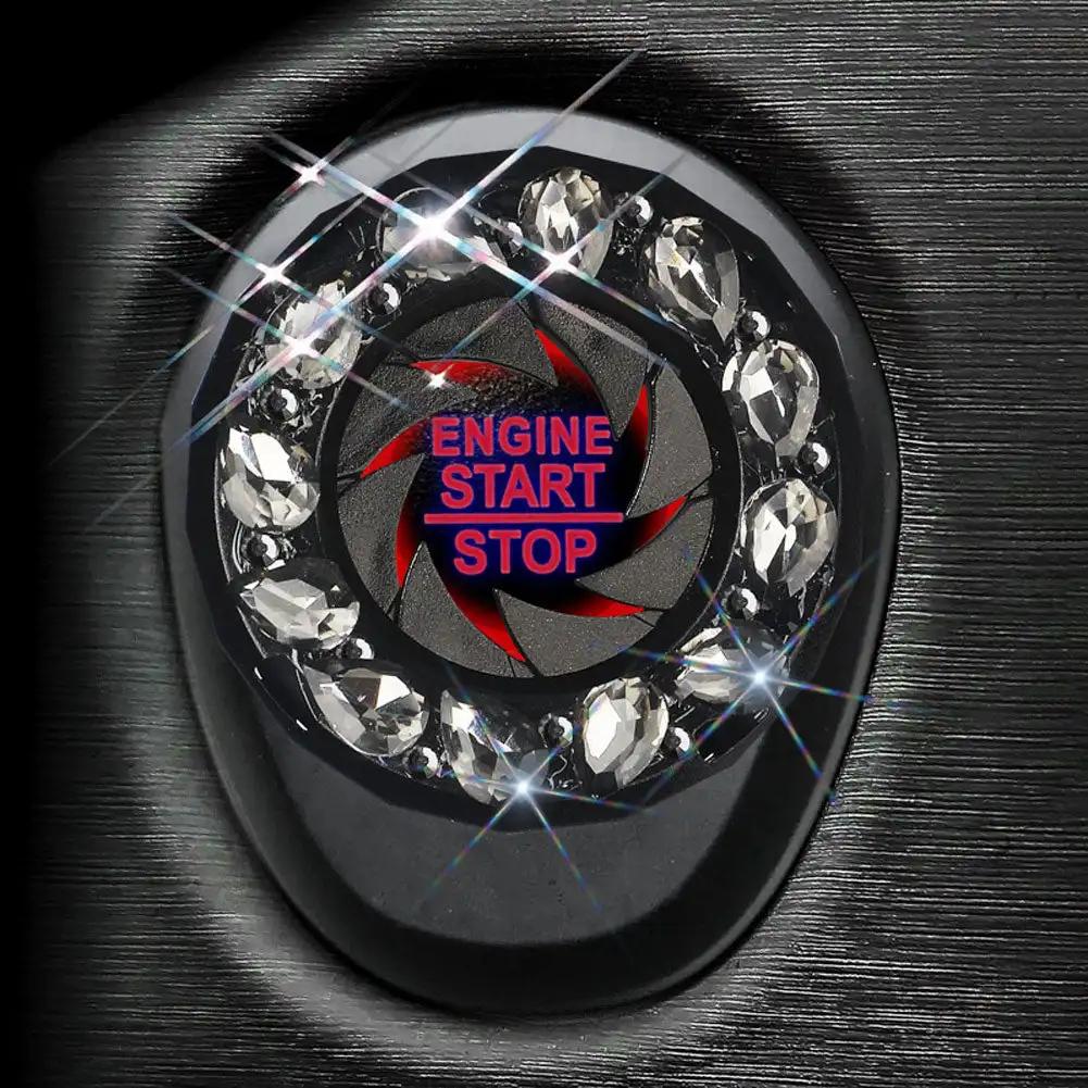 Вращающаяся хрустальная кнопка запуска и остановки двигателя автомобиля, крышка переключателя зажигания, защитный колпачок, декоративная наклейка