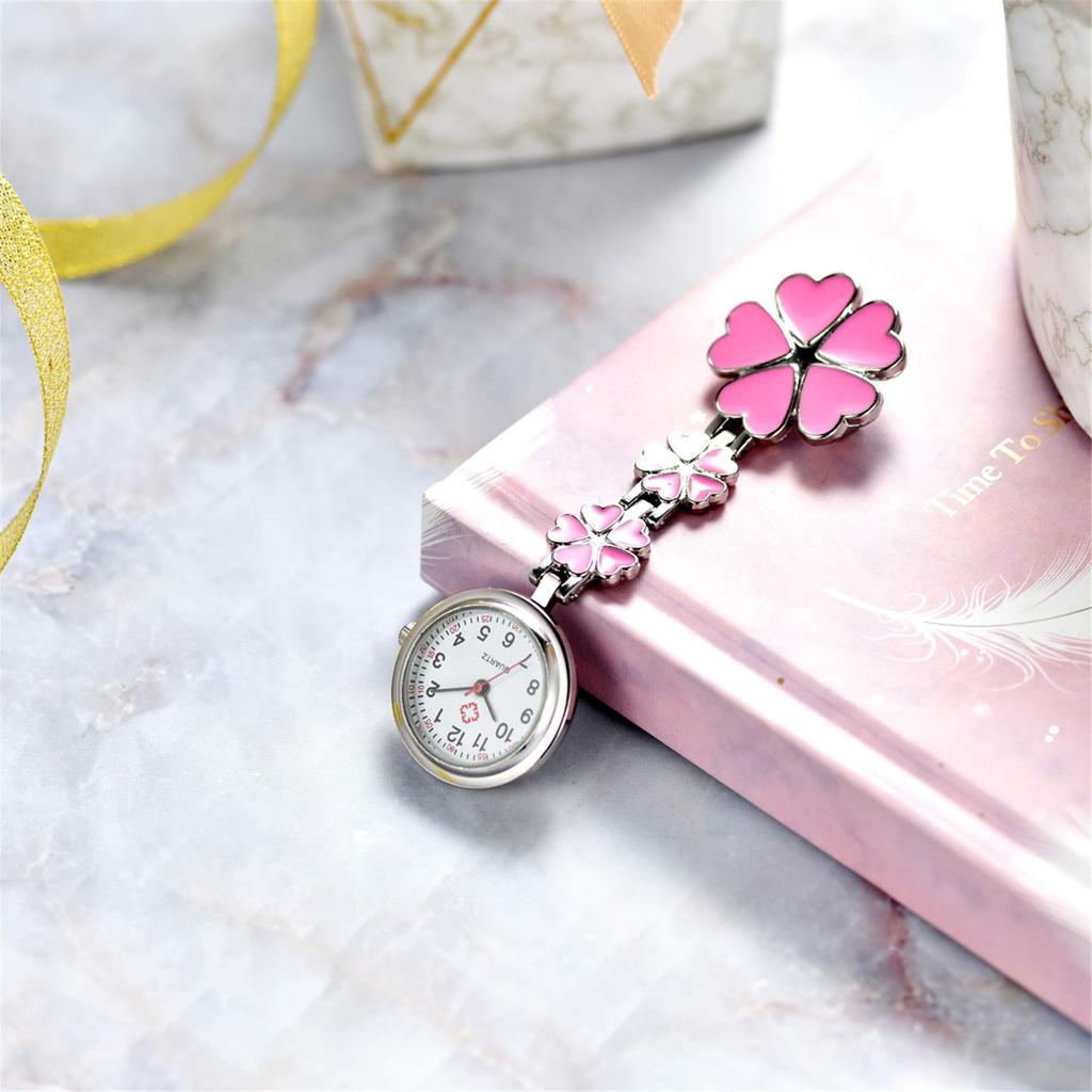 Lancardo Nurse Watch Clip Clock Nurse Petal Nurse Inverted Clock Pocket Watch Analog Present