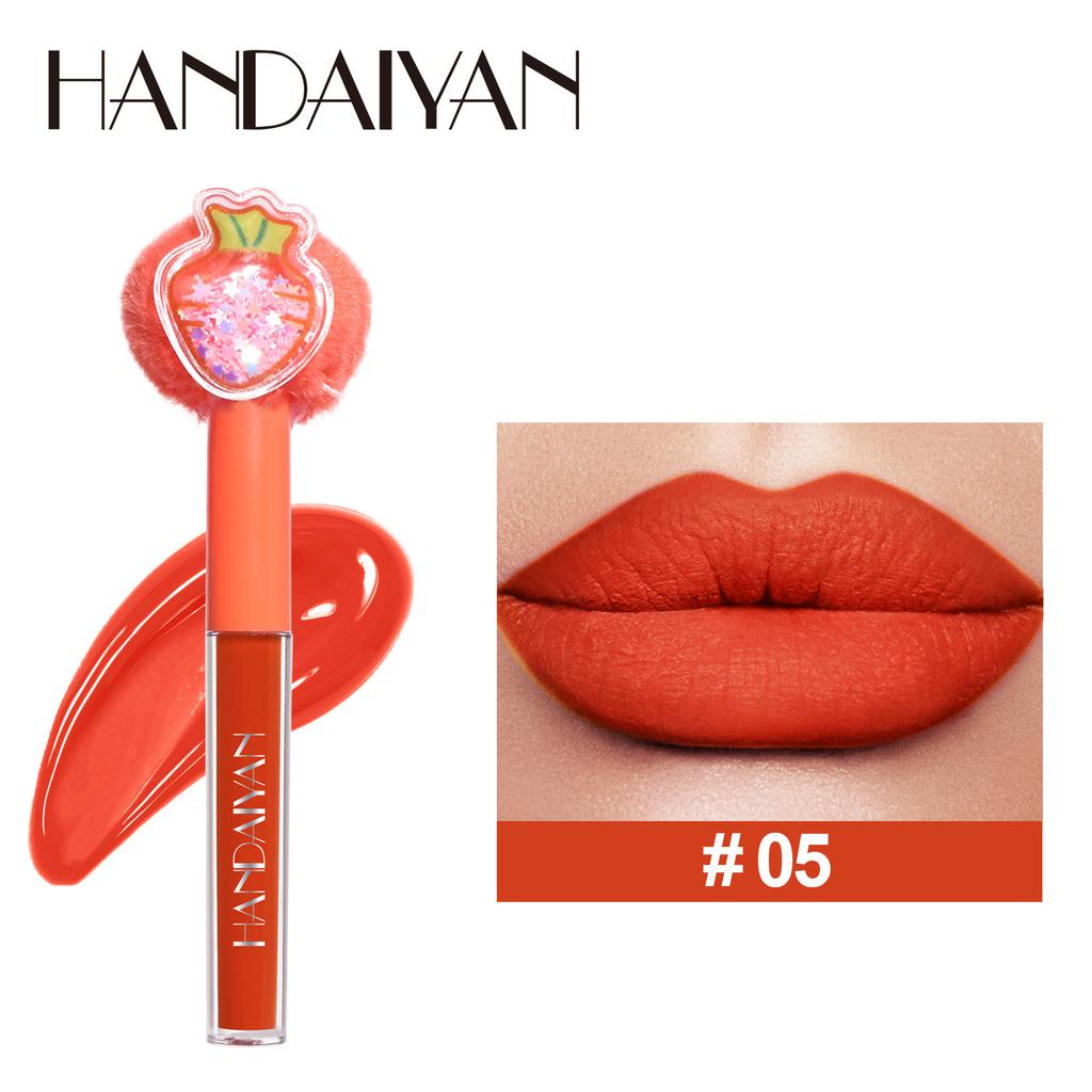 HANDAIYAN New Product Fruity Plush Head Does Not Stick A Cup of Lipstick Lipstick Matte Matte Long Lip Gloss