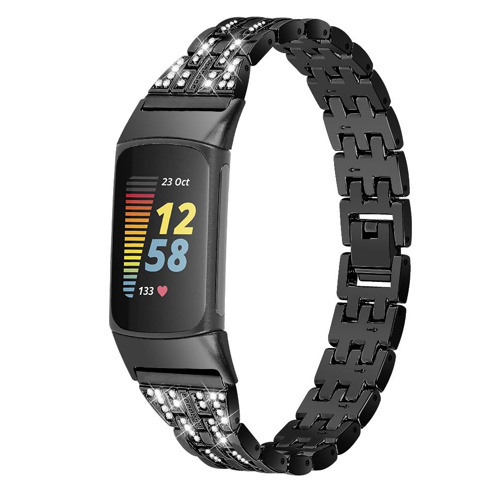 Классический ремешок из нержавеющей стали для Fitbit Charge 5, женский ремешок из пяти бусин с бриллиантами, металлический браслет Correa для Fitbit Charge 6, ремешок для часов
