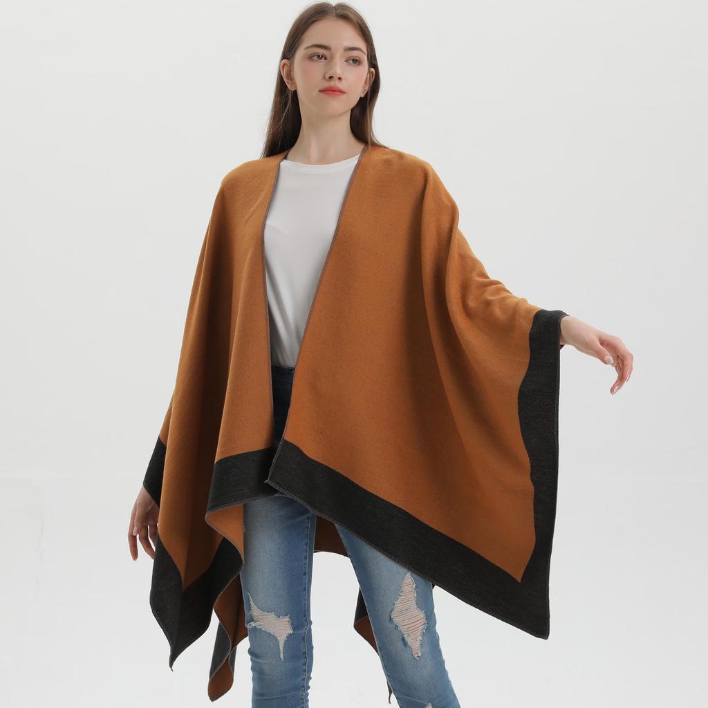 Women's Versatile Solid Color Spring Scarf Shawl - Imitation Cashmere Poncho for All Seasons