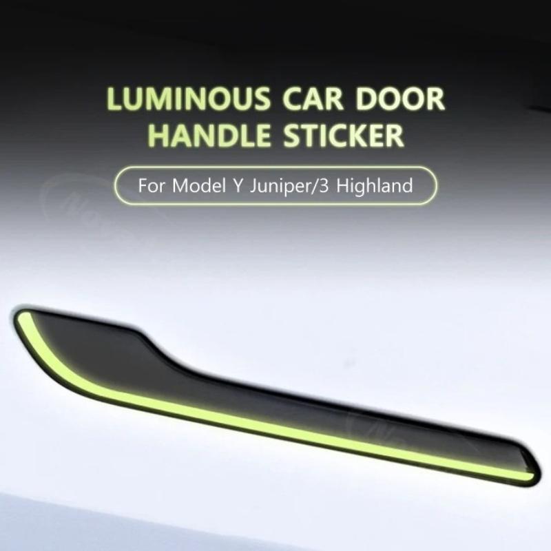 Автомобильные наклейки подходят для Tesla Model Y/3 на ручки дверей, ночные светящиеся, защищающие от царапин, декоративные наклейки