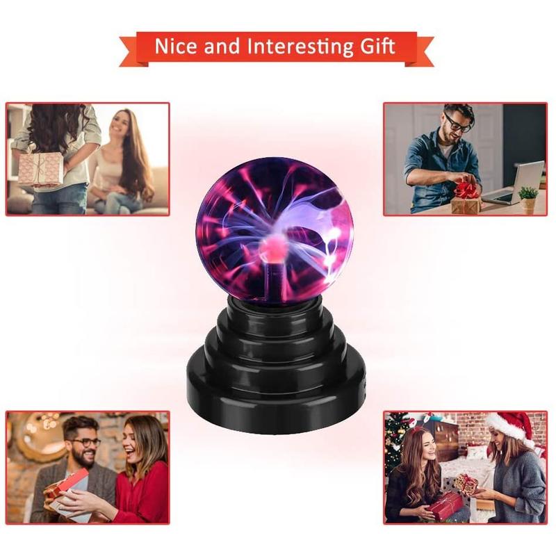 Zerodis Plasma Ball Light USB Globe Night Touch Sensitive Lightning USB/Battery Magic Creative Creative Desktop Decoration for Office, Kids Chi