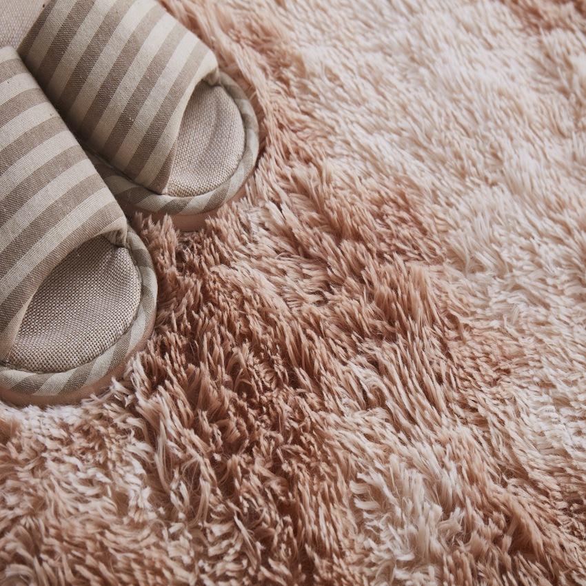 Лохматый ковер для гостиной, дивана, окрашенные плюшевые коврики для спальни, мягкий удобный прикроватный декор, нескользящий детский пол в общежитии