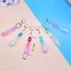 Candy Gradient Keychain: Leather Cord Charm, Transparent PVC Wristband, Floating Bottle Lanyard, Small Gift Accessory.