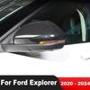For LHD Ford Explorer 2020-2025 Car Sticker Rearview Side Mirror Cover Wing Cap Exterior Door Rear View Case Trim Carbon Fiber