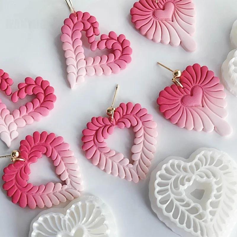 Серия «День святого Валентина» Серьги из полимерной глины в форме сердца Серьги-признания в форме сердца Ювелирные изделия Подвеска Вырубной штамп Инструменты для тиснения своими руками