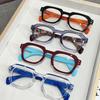 Unisex Anti-Blue Light Reading Glasses: Full Frame, Imitation Acetate, Spring Temples, Fashionable Small Square Design for Seniors.