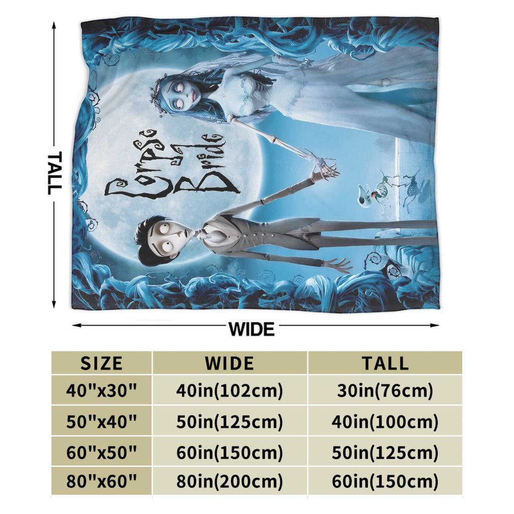 Corpse Bride Emily And Victor Blanket Flannel Print Portable Soft Throw Blankets for Sofa Bedroom Bedspread