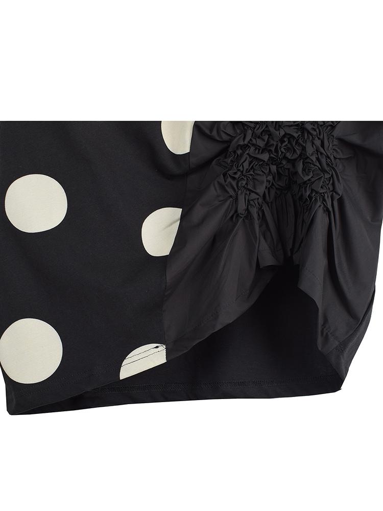 Xitao Футболка с нерегулярным рисунком в горошек и коротким рукавом GJ1133