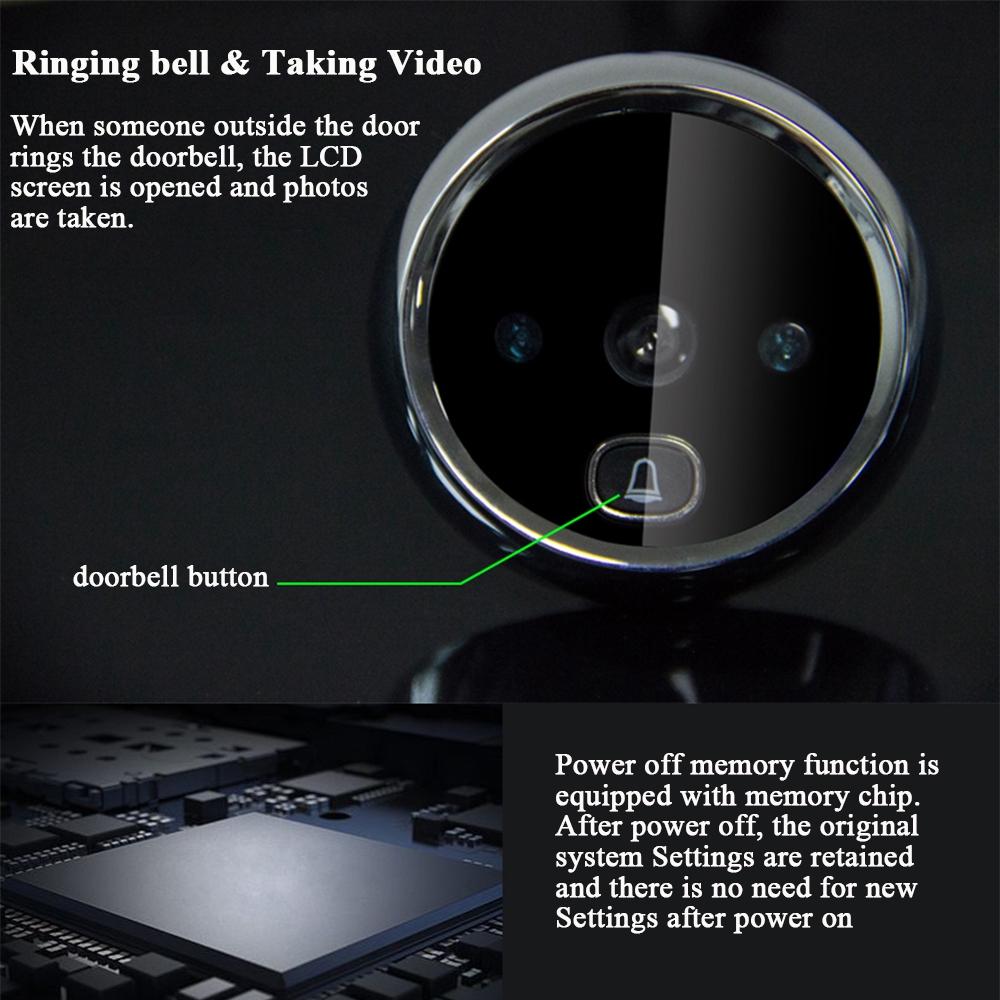 3-дюймовый ЖК-дисплей HD цифровая дверная камера глазок дверной звонок открытый электрический дверной звонок 120 градусов литиевая батарея глазок для просмотра видео