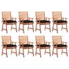 Day and Night - Day and Night Garden Dining Chairs and Cushions 8 Units Solid Acacia Wood