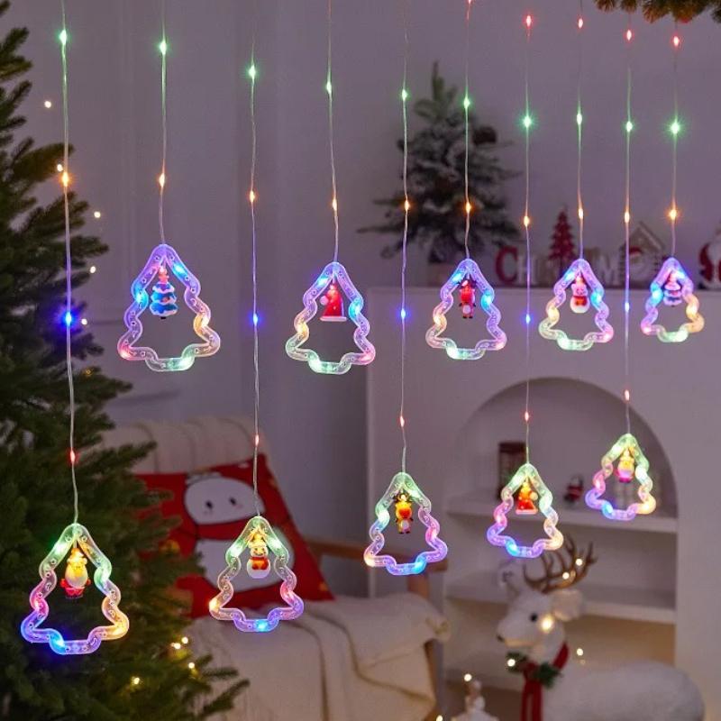 Светодиодная гирлянда на USB, 8 режимов освещения, Санта, звезда, сказочные огни для рождественской елки, окна, вечеринки и внутреннего декора