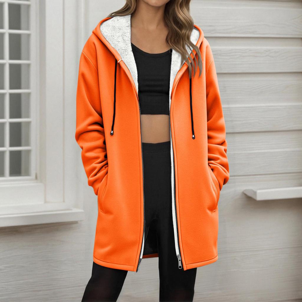 Женский модный свободный кардиган на молнии с флисовым капюшоном