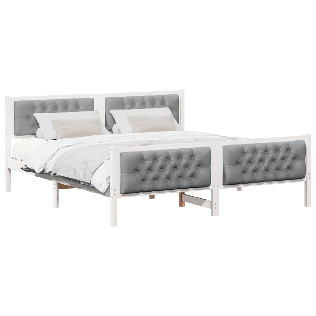Bed Frame Light Grey 160 x 200 cm Solid Pine Wood