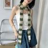 Women Long Scarf Retro Style Striped Color Block Thickened Imitation Mink Fur Warm Thin Scarf Fashion Accessory