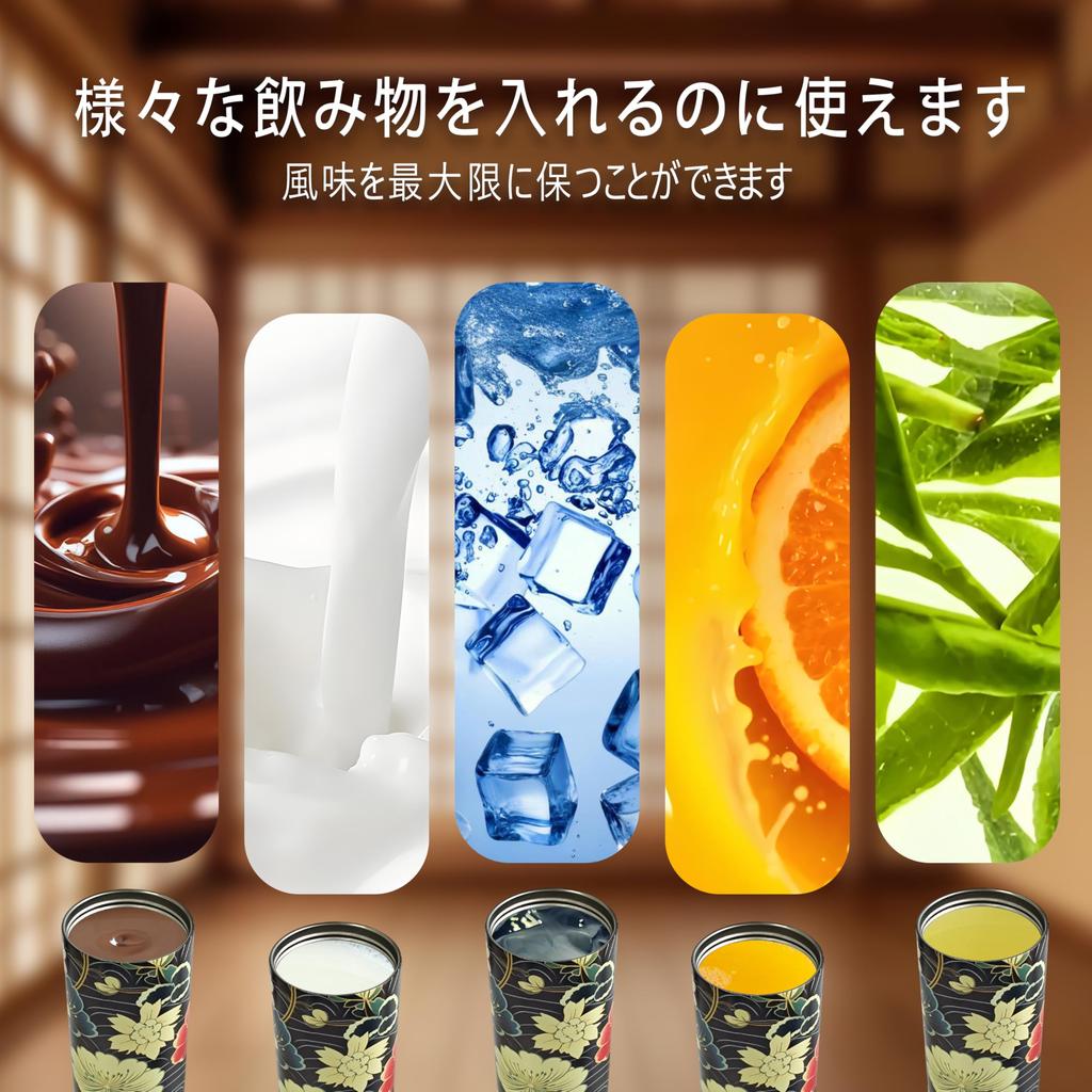 600ml Insulated Tumbler with 3 Leak-Proof Lids & Straws, Traditional Japanese Design, Vacuum Insulated, Keeps Drinks Hot or Cold, Perfect for Gifts,