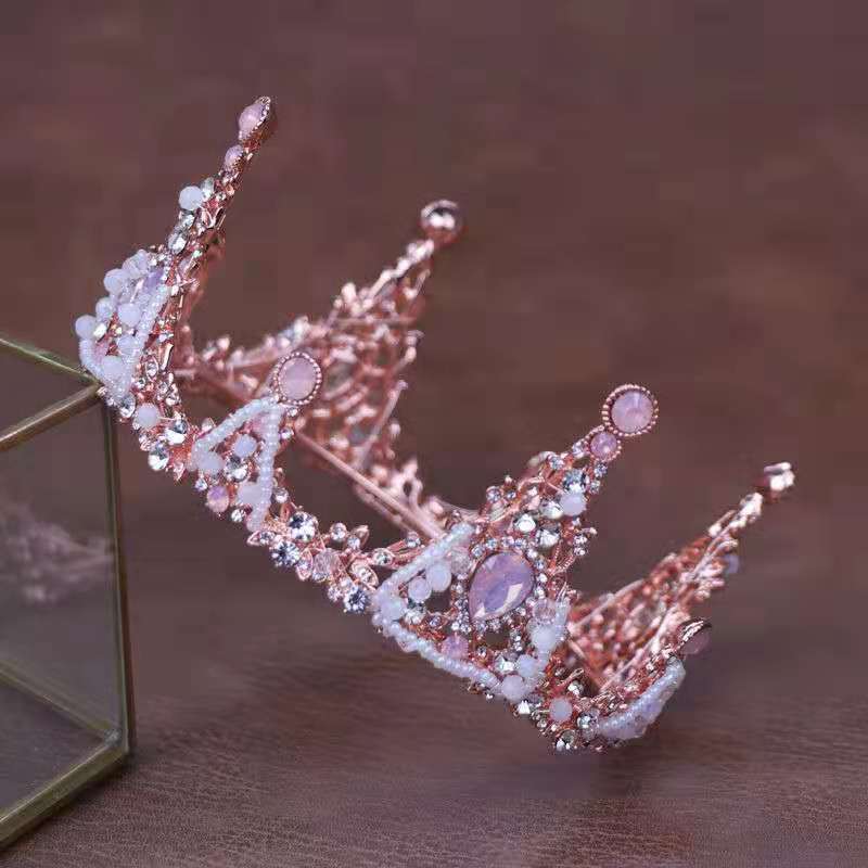 Bridal Crown Internet Celebrity Friends Friends Girlfriends Gift Round Crown 18-Year-Old Adult Gift Headgear Rhinestone Crystal Crown