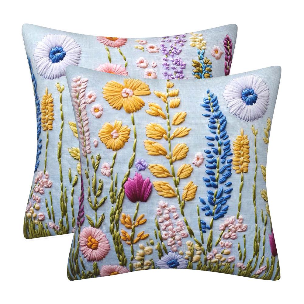 Velvet Throw Pillow Covers Floral Orange Red Botanical Pillowcases for Living Room Bedroom Sofa Bed Decoration Cushion Cover