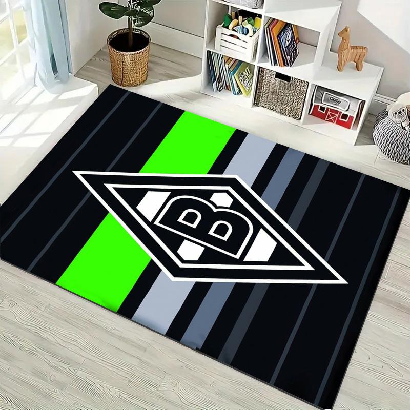 Borussia Monchengladbach Team Logo Striped Print Rug Non Slip Floor Mat Fan Home Decor