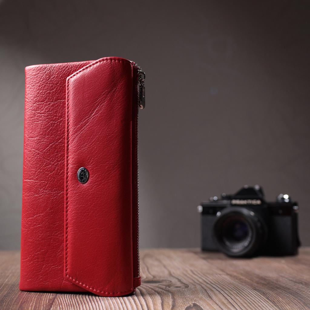 Wallet for Women with Card Block Made of Genuine Leather ST Leather 22699 Red