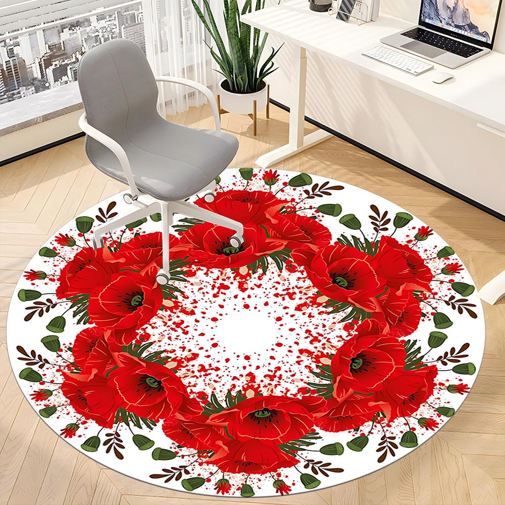 1 шт. Цветочный гирлянда Ковер для стула для офиса, Круглый Нескользящий Прочный Большого размера Офисный ковер, Подходит для офиса