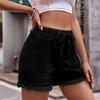 Denim Shorts For Women With Elastic Waistband And Pockets Summer Streetwear Style