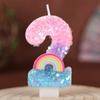 Rainbow Numbers Birthday Candles Cake Party Decoration Birthday Handmade Candles 0-9