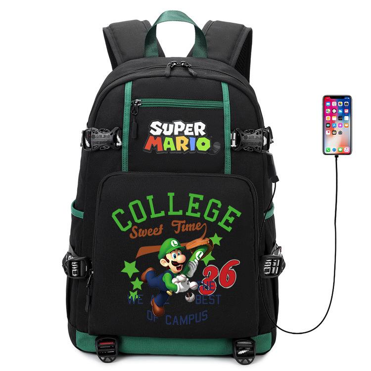 Super Mario Bros Printed Backpack Kids School Bag Large Capacity Waterproof Computer Travel Pack