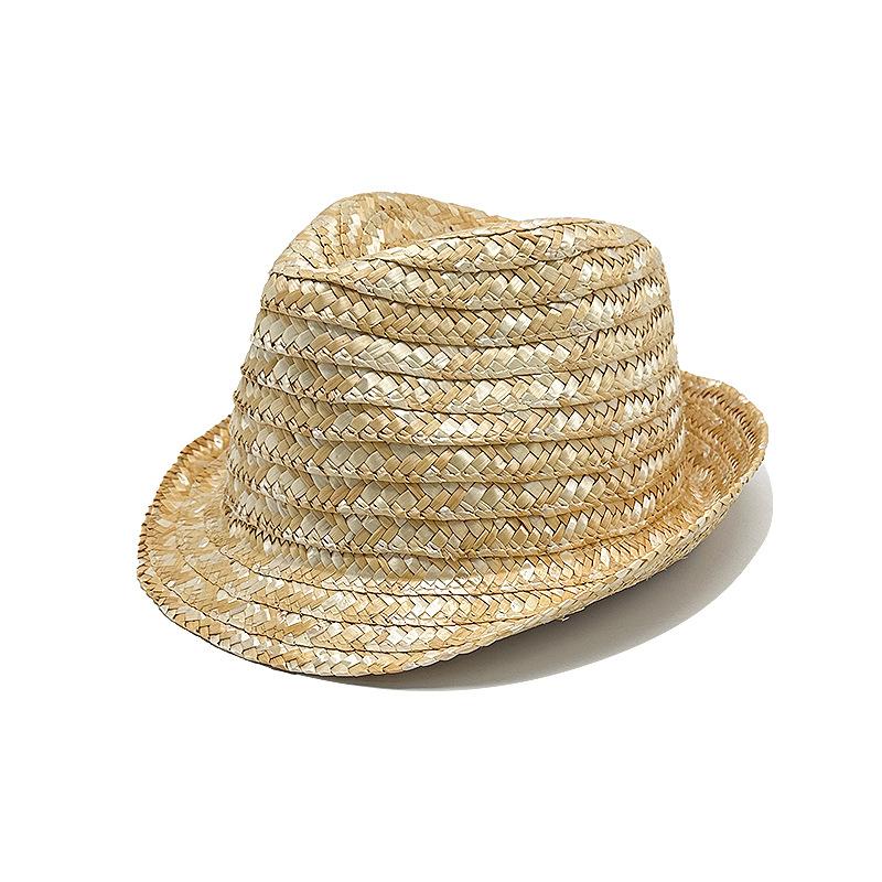 Parent-child hat Korean version summer beach hat women's bow flat edge sun protection straw hat outdoor flat top sun hat
