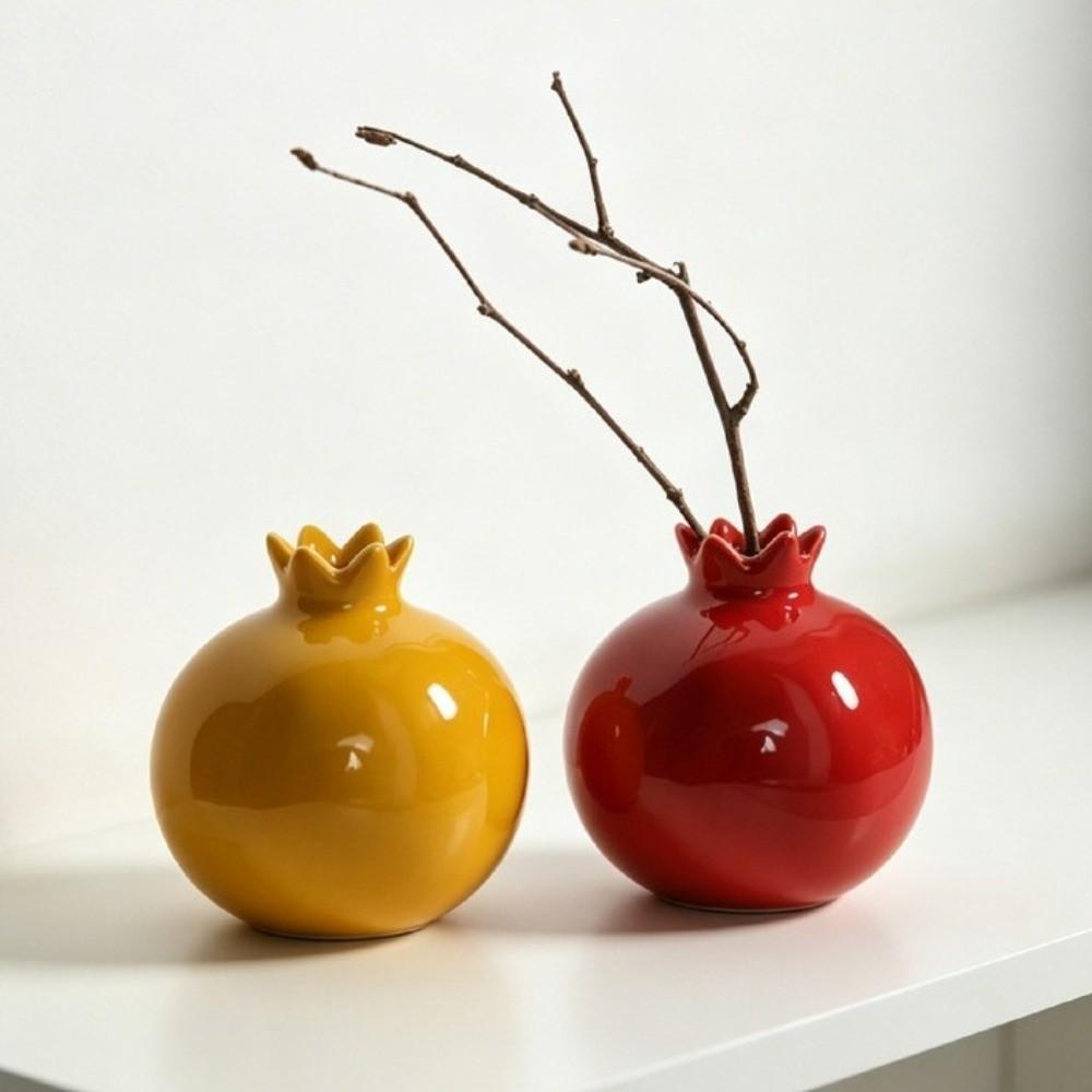 Handmade Simulated Pomegranate Vase Fruit Shaped Bud Vase Ornament Gift Desk Vase Desktop Decor