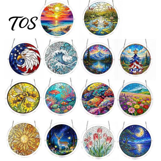 Stained Glass Effect Ornament Acrylic Puzzle Suncatcher, Colorful Window Hanging Ornament, 7.87 Inch Sun Decorative Pendant Catcher Decoration, Ideal