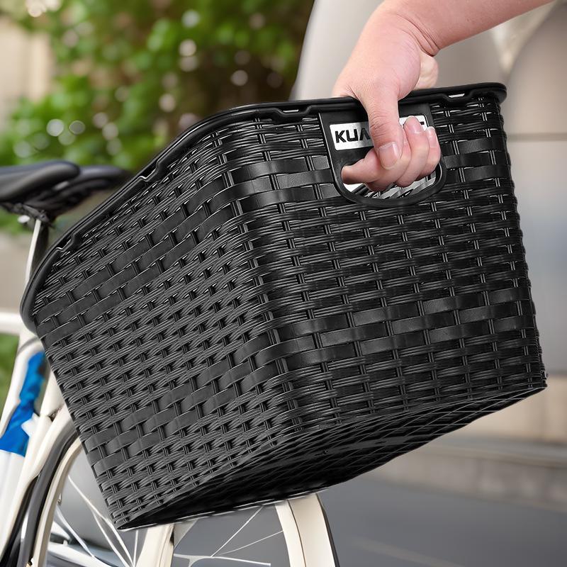 Large Capacity Bicycle Rear Basket with Lid for Mountain and Electric Bikes - Pet or Cargo Carrier.