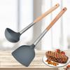 Silicone Cooking Utensil Set Wooden Handle Ladle Pasta Colander Soup Spoon Silicone Spatula Set Non-stick Cookware Kitchen Tool