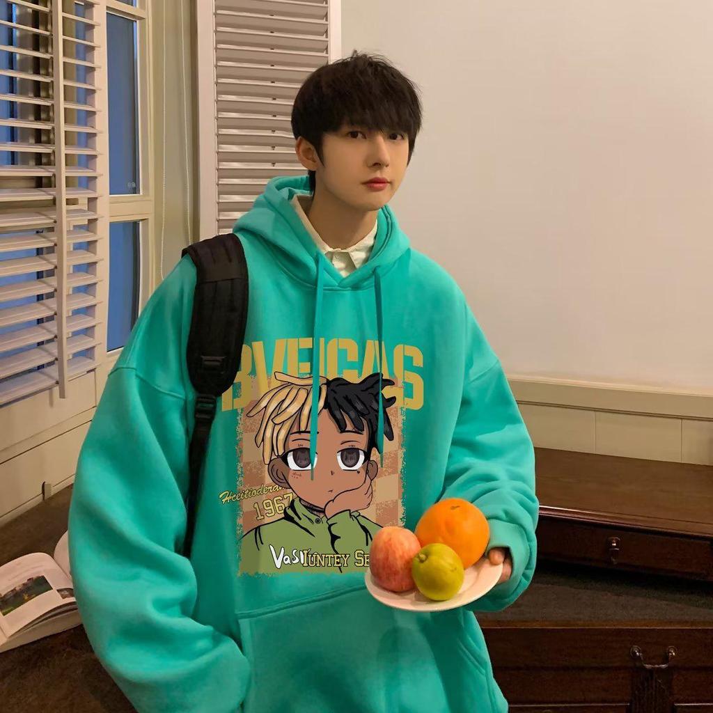 Men's Heavyweight Hooded Sweatshirt - New Autumn/Winter Plus Velvet, Trendy, Oversized.