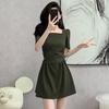French Campanula Summer Chic Petite Square Neck Slimming Little Black Dress