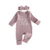 Citgeett Autumn Infant Baby Girl Outfit Waffle Knit Long Sleeve Romper Headband Fall Clothes Set