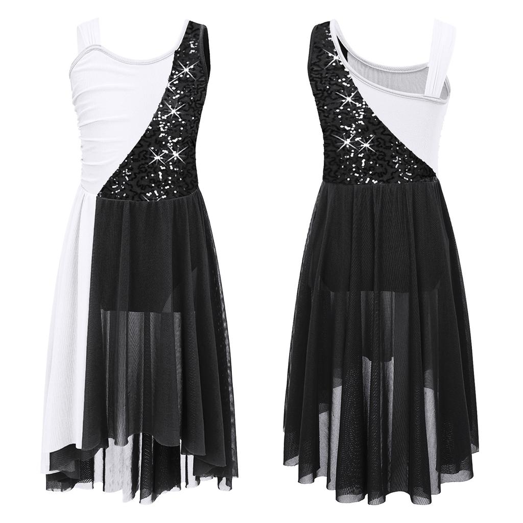 Детское платье без рукавов с нерегулярным подолом для девочек, современное лирическое танцевальное платье