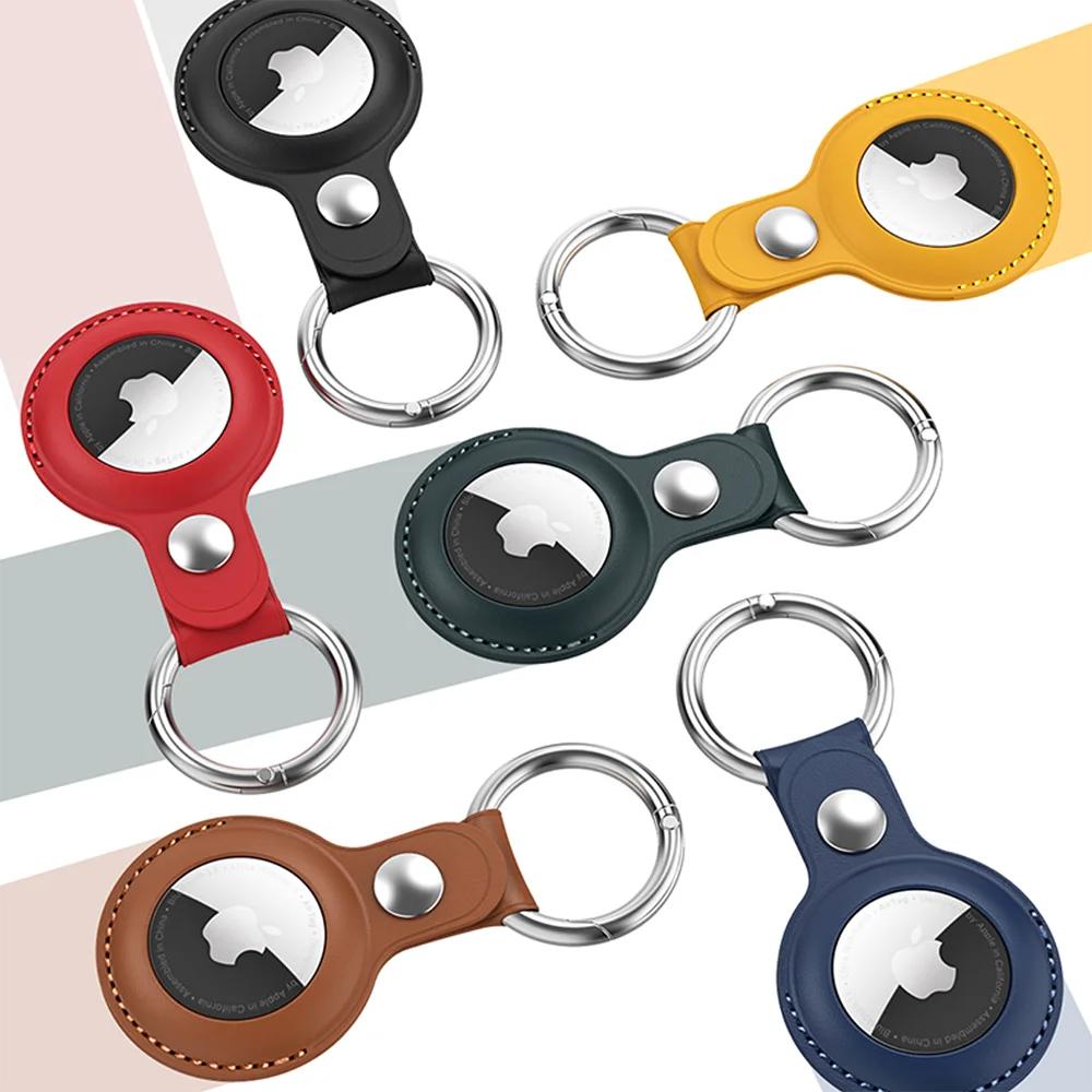 Для Apple Airtag Чехол Брелок и ПУ Кожа Держатель для Air Tag Защитный Чехол для Трекера с Петлей Кольцо для Ключей для AirTags Защитная Крышка