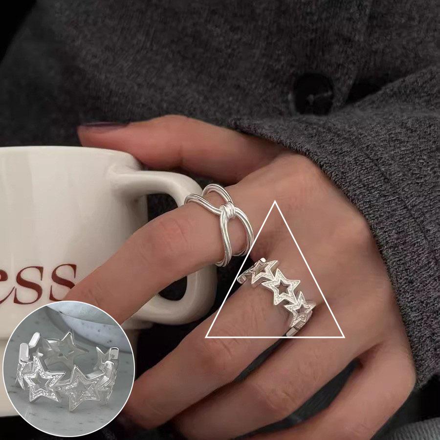 Женское ретро черное овальное геометрическое разомкнутое кольцо - Универсальное модное украшение на указательный палец