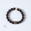 Small-leaf rosewood bracelet with Tibetan silver vajra and rotating beads, single-loop wooden bead bracelet