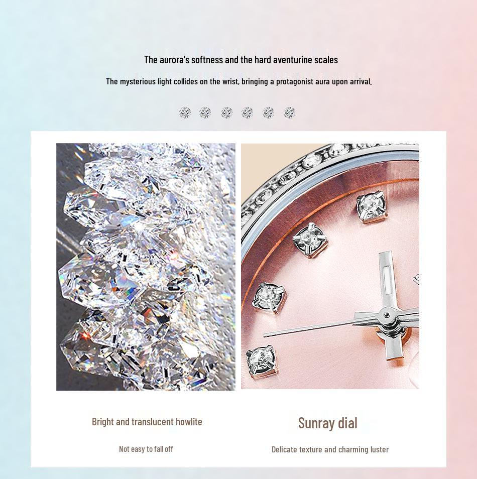 Элегантные женские водонепроницаемые часы с цирконом и кварцевым механизмом - Роскошный стиль для студентов