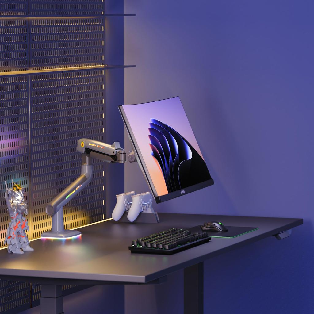 NB ERGONOMIC Large Monitor Large Heavy Duty Capacity Supports Up To Curved Gaming Monitor Curved Monitor Mechanical VESA Lake Blue Arm, Screen,