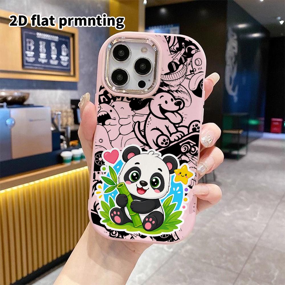 Чехол для телефона: 2D плоский дизайн, подходит для чехлов iPhone 18, 17, 16, 15, 14, 13 Pro, милая мягкая панда, обнимающая бамбук, идеальный праздничный подарок на Рождество и Хэллоуин